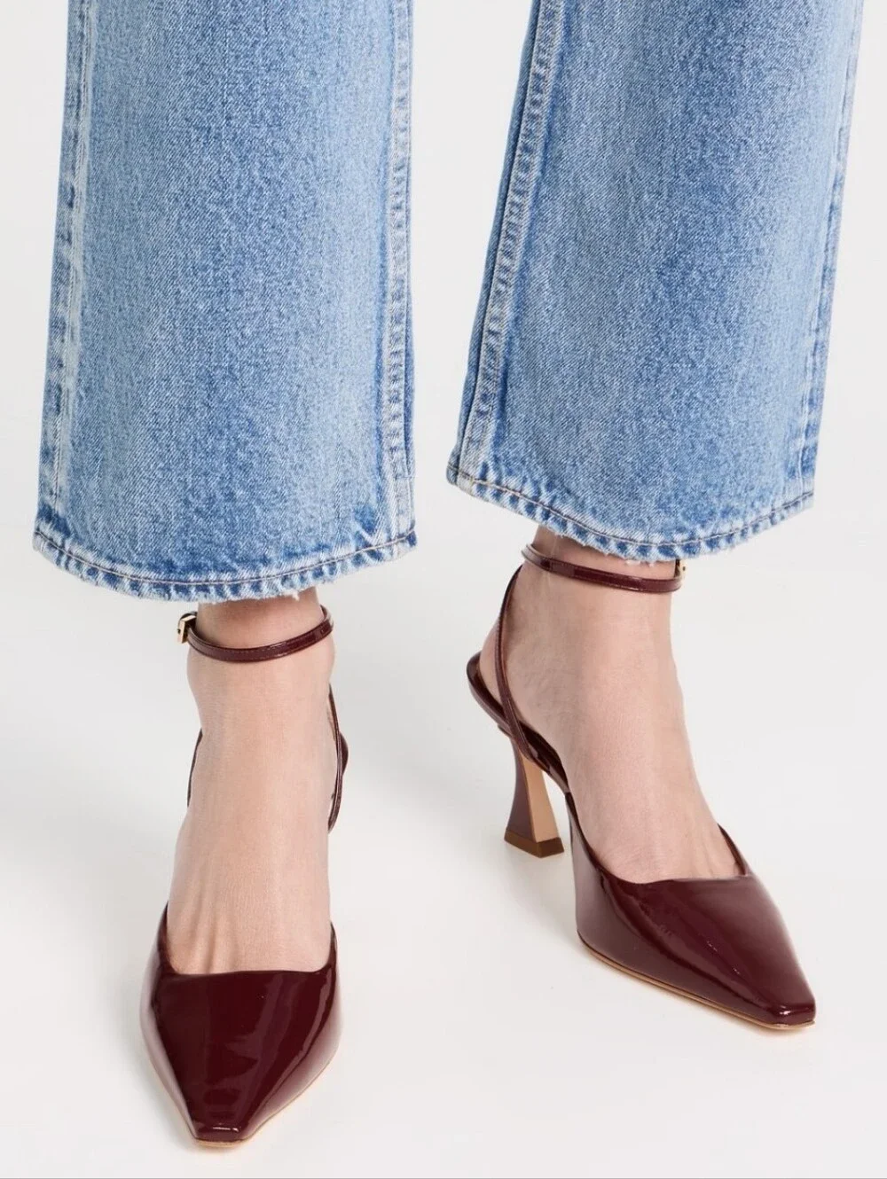Reformation Natasha Shoes In Wine Patent